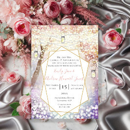 Invitación Boda de cuento de hadas azul púrpura y verde paste
