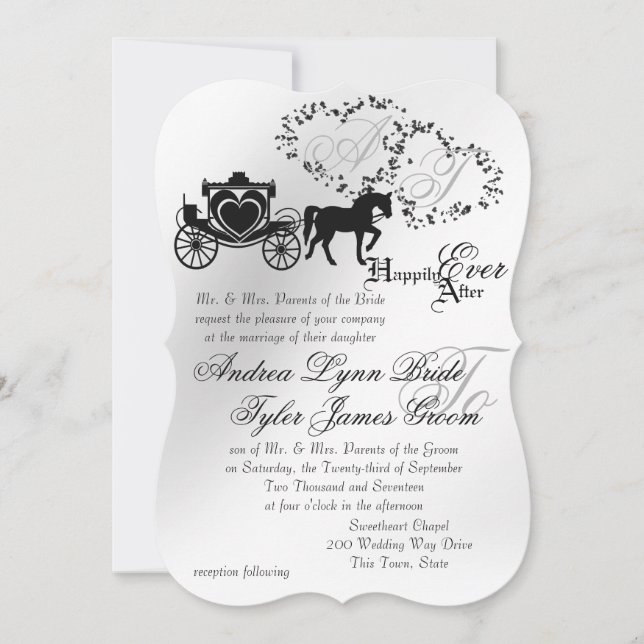 Invitación Boda de cuento de hadas Carriage Silver (Anverso)