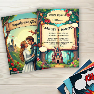 Invitación Boda de cuento de hadas Castillo Bosque Bosque Enc