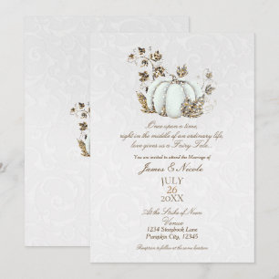 Invitación Boda de Cuento de Hadas con Calabaza Blanca Dorada