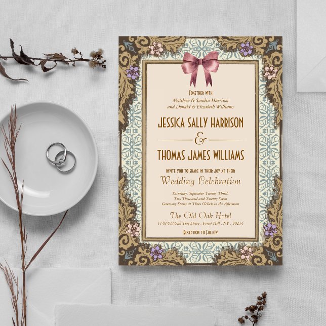 Invitación Boda de Cuento de Hadas con Estilo de Dinero Antig (Subido por el creador)
