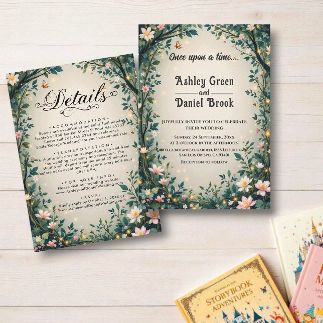 Invitación Boda de cuento de hadas con flores forestales enca (Subido por el creador)