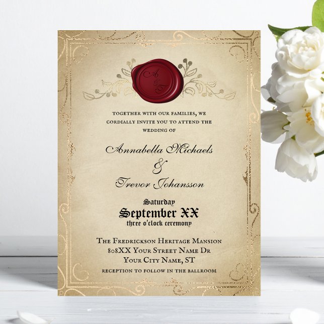 Invitación Boda de Cuento de Hadas con Pergamino Medieval y S (Subido por el creador)
