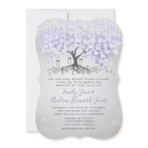 Boda de Cuento de Hadas Corazón Hoja Árbol Violeta