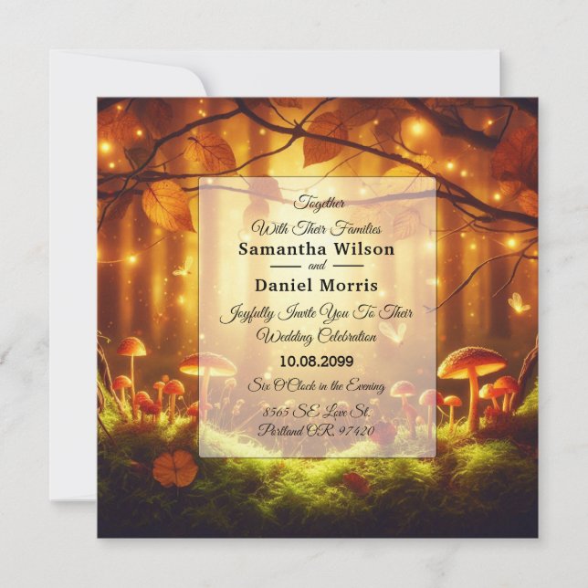 Invitación Boda de cuento de hadas del bosque de Amber (Anverso)