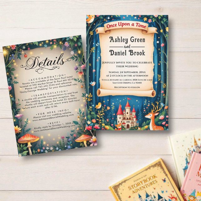 Invitación Boda de cuento de hadas del castillo del bosque de (Subido por el creador)