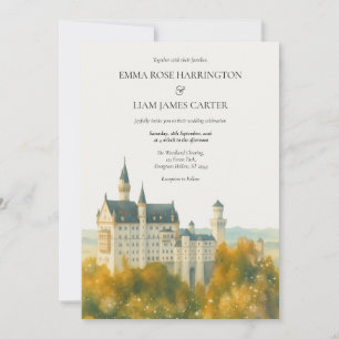 Invitación Boda de cuento de hadas elegante en un castillo