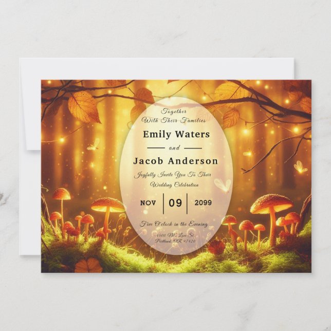 Invitación Boda de Cuento de Hadas en el Bosque Mágico de Ámb (Anverso)