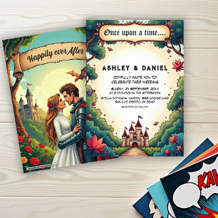 Invitación Boda de cuento de hadas en un castillo en el bosqu