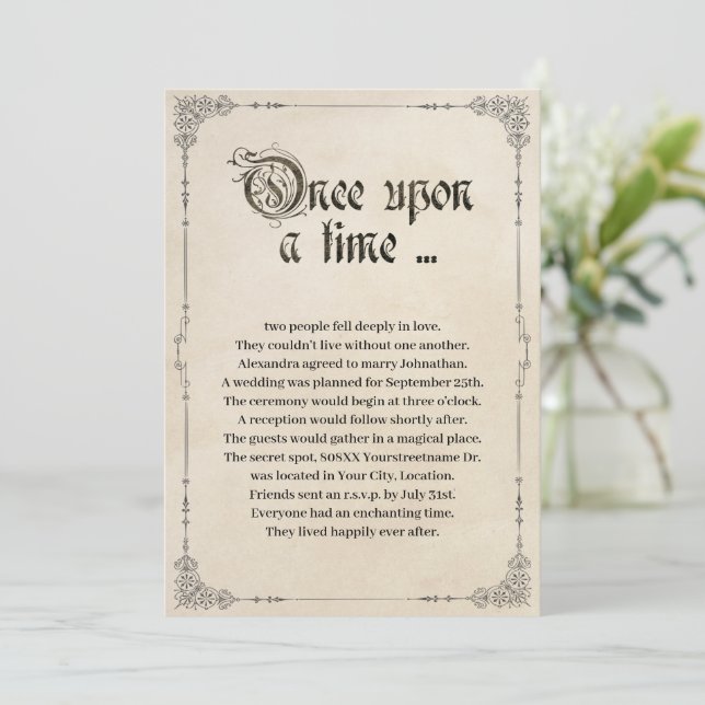 Invitación Boda de Cuento de Hadas Érase una Vez (Anverso de pie)