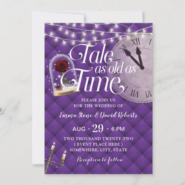 Invitación Boda de cuento de hadas Moderno Patrón De Tufos Pú (Anverso)