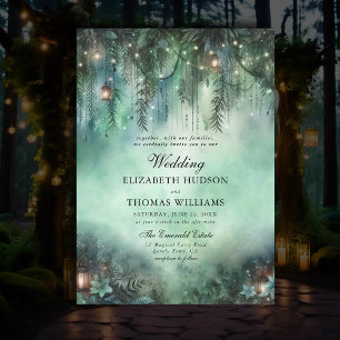 Invitación Boda de cuento de hadas oscuro encantado tema fore