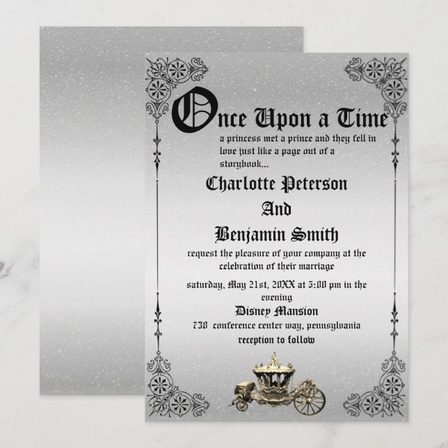 Invitación Boda de Cuento de Hadas Vintage (Anverso / Reverso)