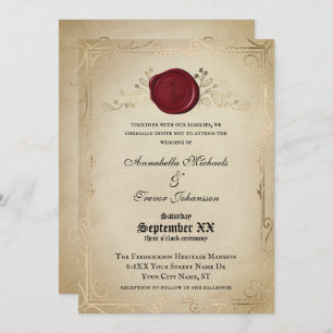Invitación Boda de cuento de hadas y pergamino medievales