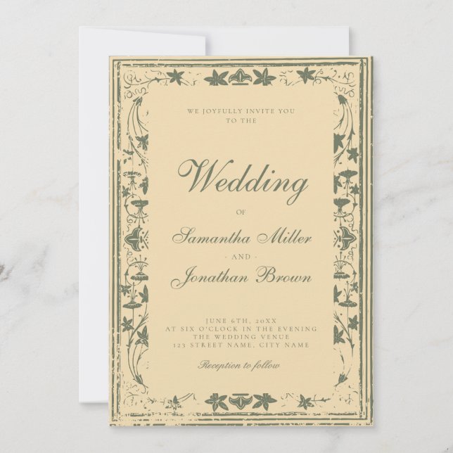 Invitación Boda de Cuento de Marfil Vintage (Anverso)
