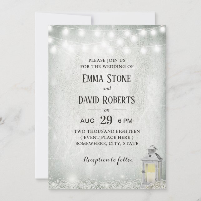 Invitación Boda de cuerdas de aliento de bebé de una linterna (Anverso)