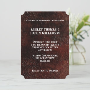 Invitación Boda de cuero negro marrón falso