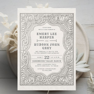 Invitación Boda de Cuero Rústico Occidental del País
