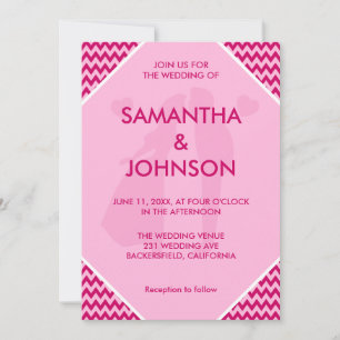 Invitación Boda de Cuña de Raya Rosa Retro Rubor
