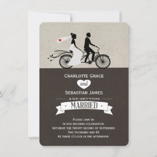 Invitación Boda De Cute Tandem Bike Bride Y Groom