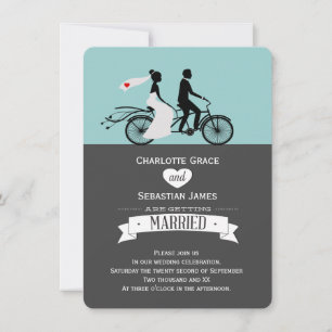 Invitación Boda De Cute Tandem Bike Bride Y Groom