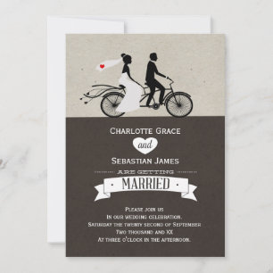 Invitación Boda De Cute Tandem Bike Bride Y Groom