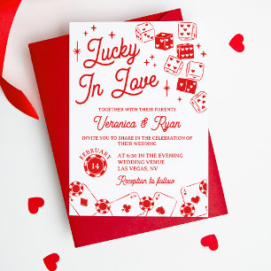 Invitación Boda de dados y cartas de la suerte enamorada roja