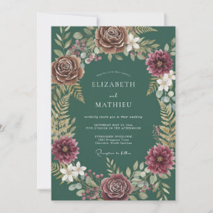 Invitación Boda de Dahlia Azul Turquesa Profundo