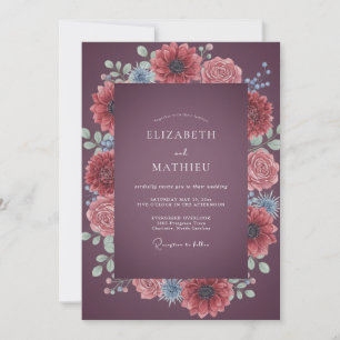 Invitación Boda de Dahlia Coral Ciruela