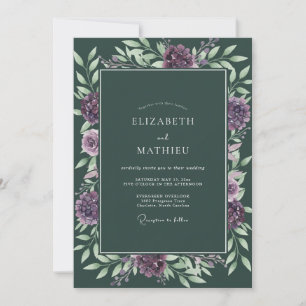 Invitación Boda de Dahlia de Ciruela Profunda