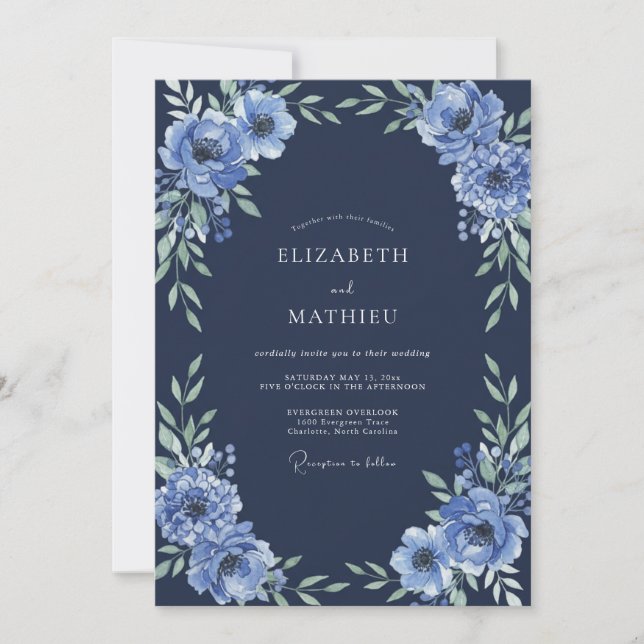 Invitación Boda de Dahlia de Medianoche (Anverso)