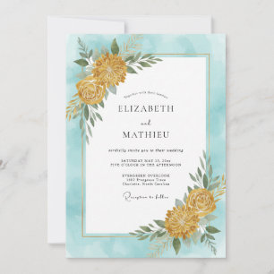 Invitación Boda de Dahlia Dorada Cian