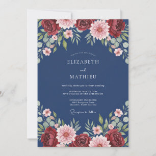 Invitación Boda de Dahlia Merlot de Medianoche