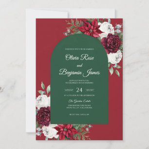 Invitación Boda de Dahlia Rojo Intenso
