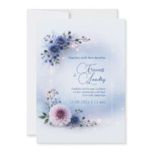 Boda de Dahlia Rosada Marco Floral Azul