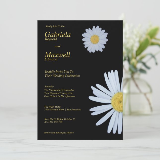 Invitación Boda de Daisy Blanco de la Celebración del Amor (Anverso de pie)