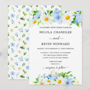 Invitación Boda de Daisy elegante y No me olvides