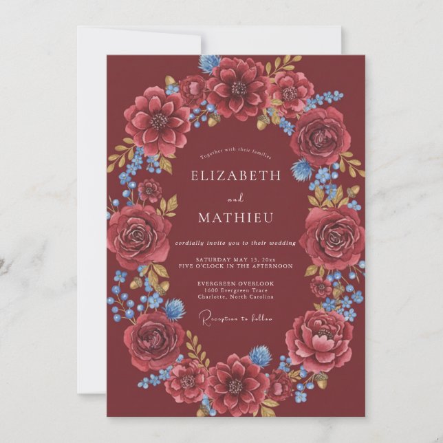 Invitación Boda de Dalia Azure Marrón (Anverso)