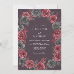 Invitación Boda de Dalia Carmesí Ciruela