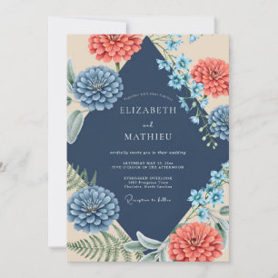 Invitación Boda de Dalia Coral Índigo