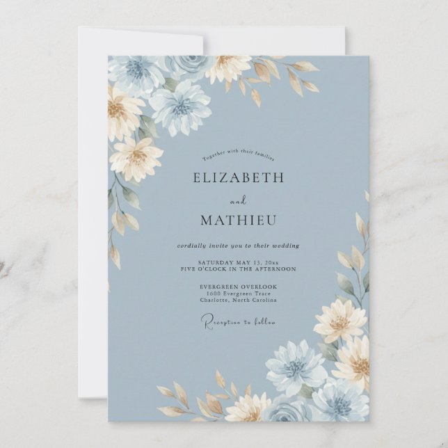 Invitación Boda de Dalia Crema Pizarra (Anverso)