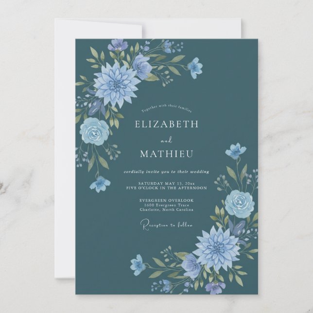 Invitación Boda de Dalia Zafiro Pizarra (Anverso)