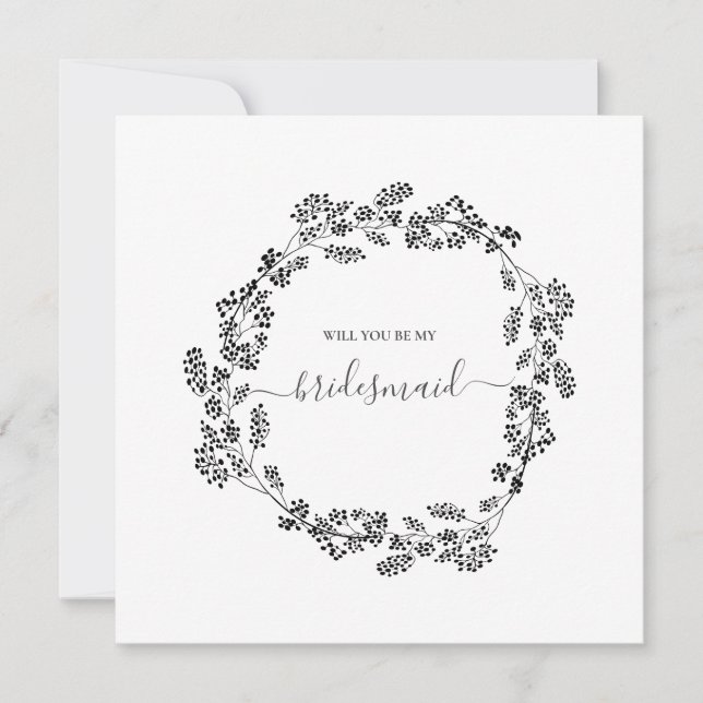 Invitación Boda de Dama de Honor Floral Moderna y Delicada (Anverso)