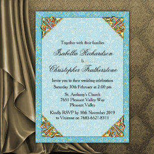 Invitación Boda de Damasco Azul