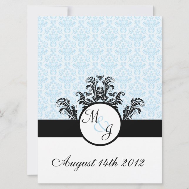 Invitación Boda de Damasco Azul (Anverso)