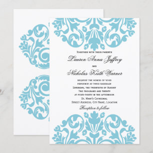 Invitación Boda de Damasco Azul