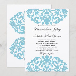 Invitación Boda de Damasco Azul