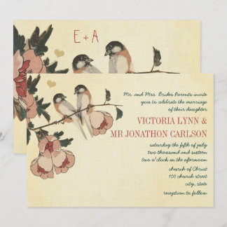 Invitación Boda de Damasco de Cherry Blossom Vintage