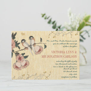Invitación Boda de Damasco de Cherry Blossom Vintage