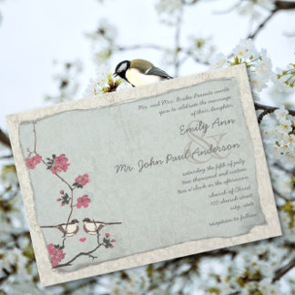 Invitación Boda de Damasco de Cherry Blossom Vintage
